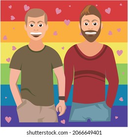 Gay Couple, GBT Couple Vector Illustration.