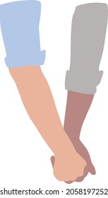 Gay couple holding hands vector. LGBT pride