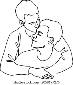 Vector de abrazo de pareja gay. Orgullo LGBT