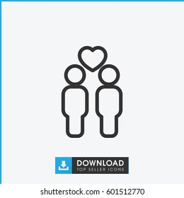 Gay Couple Icon. Simple Outline Gay Couple Vector Icon. On White Background.