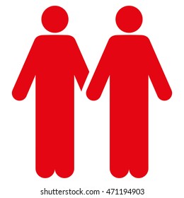 Gay Couple icon. Vector style is flat iconic symbol with rounded angles, red color, white background.
