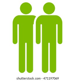 Gay Couple icon. Vector style is flat iconic symbol with rounded angles, eco green color, white background.