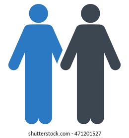 Gay Couple icon. Vector style is bicolor flat iconic symbol with rounded angles, smooth blue colors, white background.