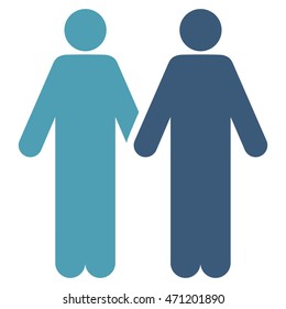 Gay Couple icon. Vector style is bicolor flat iconic symbol with rounded angles, cyan and blue colors, white background.