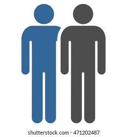 Gay Couple icon. Vector style is bicolor flat iconic symbol with rounded angles, cobalt and gray colors, white background.