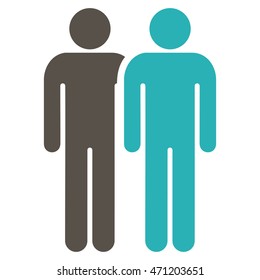 Gay Couple icon. Vector style is bicolor flat iconic symbol with rounded angles, grey and cyan colors, white background.