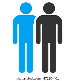 Gay Couple icon. Vector style is bicolor flat iconic symbol with rounded angles, blue and gray colors, white background.