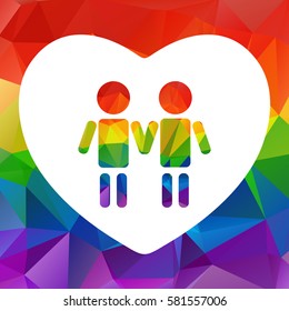 Gay couple isolated on white background. LGBT pride symbol. Design element for flyers and banners.