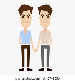 Gay couple ,lgbt family. Two man holding hands, illustration 