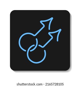 Gay Couple Line Icon. Blue Gender Signs On Black Background. Best For Mobile Apps, Social Media, Highlights And Web Design.