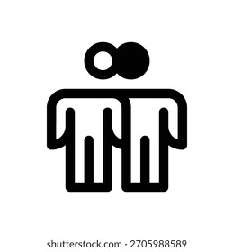 Schwules Paar. Konturenstrichvektorsymbol mit schwarz gefüllten Details.