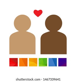 Gay couple sign isolated on white background. LGBT rights concept. Vector illustration. Design element for banner, leaflet, sticker, booklet.