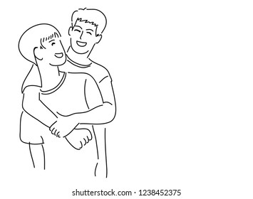 Gay couple Simple hand-drawn vector illustration.