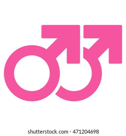 Gay Couple Symbol icon. Vector style is flat iconic symbol with rounded angles, pink color, white background.