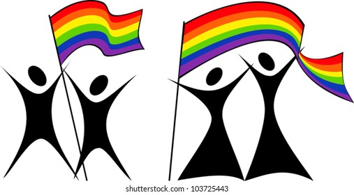 gay couples with a flag