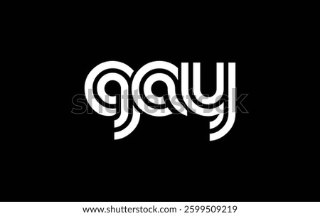 GAY Creative Unique Modern Letter Logo Design. Stylized logo featuring a unique letter design, presenting abstract minimalist aesthetics and modern appeal.