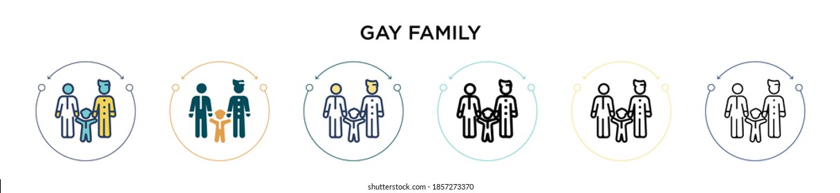 Gay Family Icon In Filled, Thin Line, Outline And Stroke Style. Vector Illustration Of Two Colored And Black Gay Family Vector Icons Designs Can Be Used For Mobile, Ui, Web