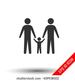 Gay Family Icon. Simple Flat Logo Of Gay Family On White Background. Homosexual Family. Vector Illustration.