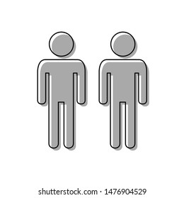 Gay family sign. Black line icon with gray shifted flat filled icon on white background. Illustration.