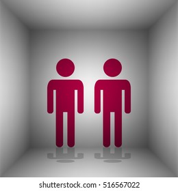 Gay family sign. Bordo icon with shadow in the room.