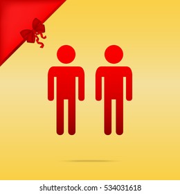 Gay family sign. Cristmas design red icon on gold background.