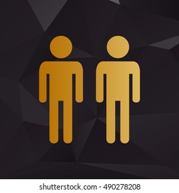 Gay family sign. Golden style on background with polygons.
