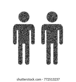 Gay family sign. Vector. Black icon from many ovelapping circles with random opacity on white background. Noisy. Isolated.