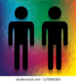Gay family sign. Vector. Flat style black icon on white.