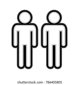 Gay family sign. Vector. Flat style black icon on white.