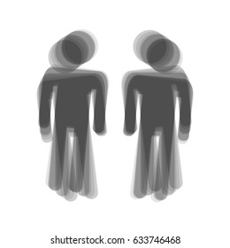 Gay family sign. Vector. Gray icon shaked at white background.