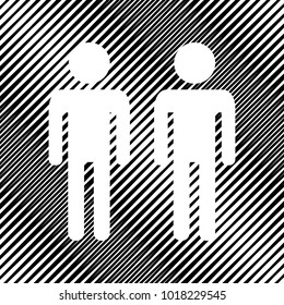 Gay family sign. Vector. Icon. Hole in moire background.