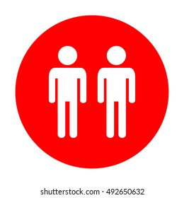 Gay family sign. White icon on red circle.