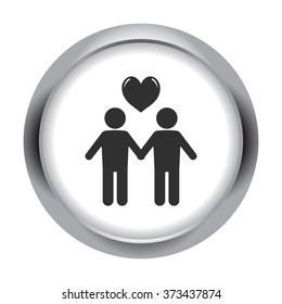 Gay family simple icon on colorful round background