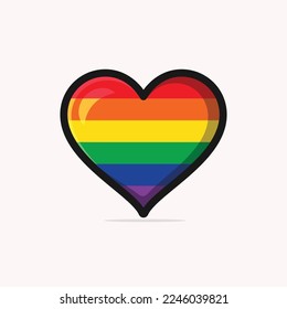 Bandera gay en una ilustración vectorial de forma cardíaca
