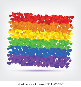 Gay Flag Hearts Background