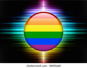 Gay Flag Icon Button on Abstract Spectrum Background Original Illustration