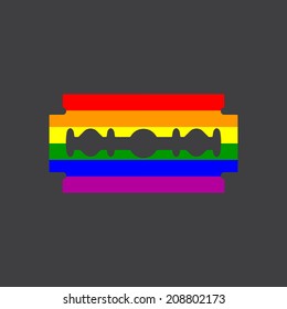Gay flag, razor, vector illustration