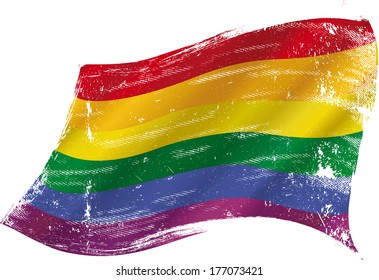 Gay flag with a texture in the win