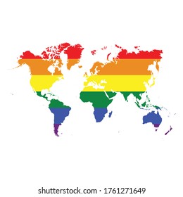 gay  flag   with world map rainbow   LGBT pride flag   with a earth map