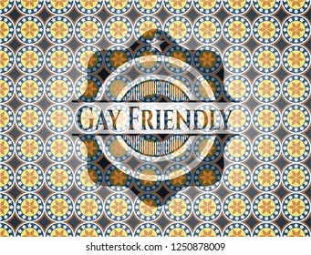 Gay Friendly arabesque emblem background. arabic decoration.