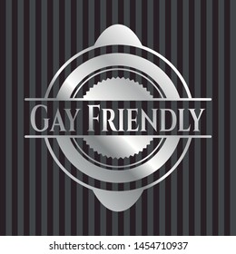 Gay Friendly silver badge. Vector Illustration. Mosaic.