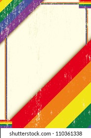 Gay grunge letter. A poster with a gay flag for a poster