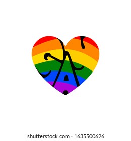 Gay in heart. six colour in heart. gay typo. gay typo in heart. LGBT valentine's day. 