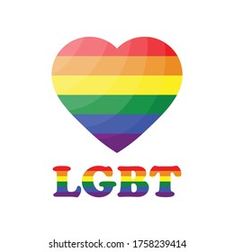 Gay heart vector or LGBT logo . Rainbow flag. Pride symbol LGBT  text