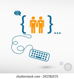 Gay icon and flat design elements. Design concept icons for application development, web design, creative process.