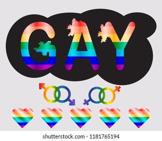 Gay - inscription with rainbow letters, lgtb concept