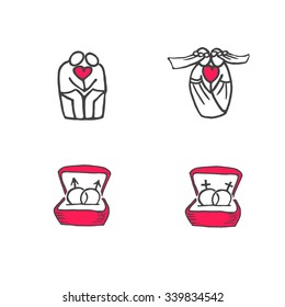 Gay and lesbian scribble icon set.