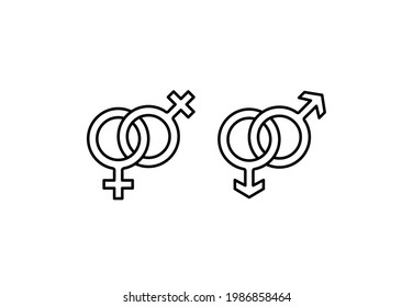 Gay und lesbisch einfache Dünnzeilensymbol, Vektorgrafik