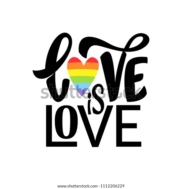 同性恋刻字。 概念海报与LGBT 彩虹手工刻字. 五颜六色的闪光手写短语爱 