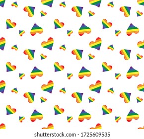 Gay  LGBT background heart love icon . Rainbow texture. Pride pattern.